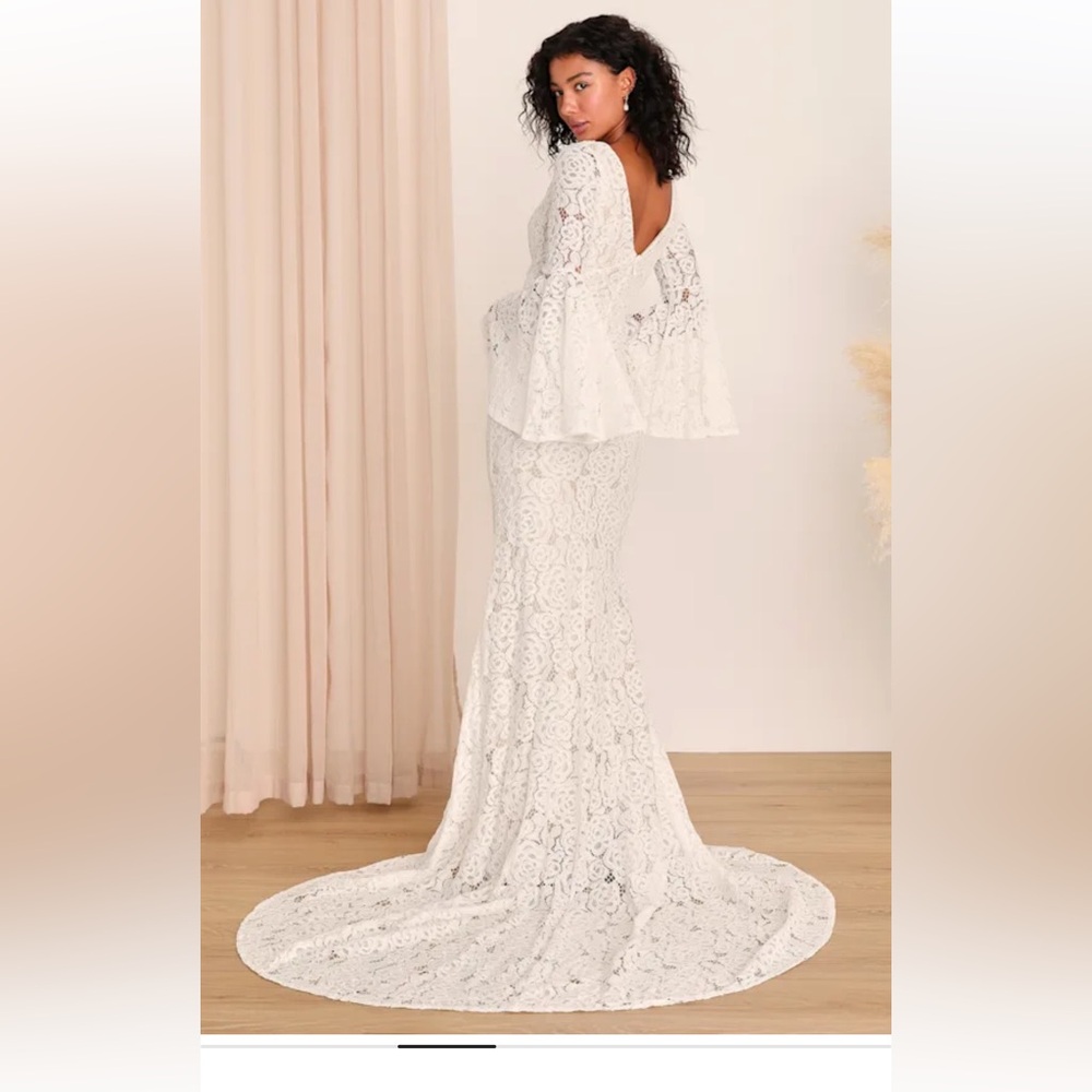 Lulus- Elegant White Lace Maxi Dress - Picture 4 of 5